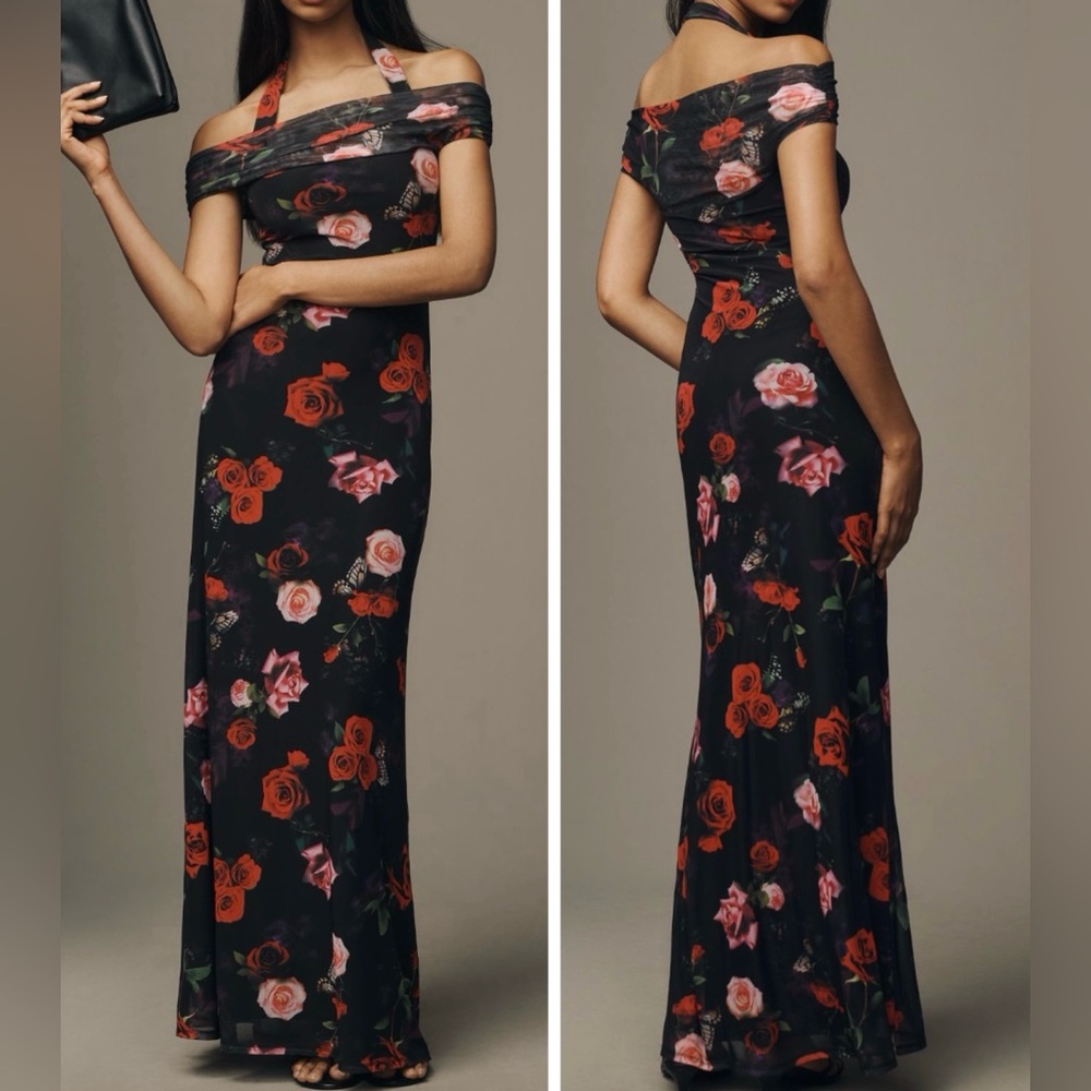 Anthropologie AFRM Off-The-Shoulder Slim Mesh Maxi Dress, Size XXS